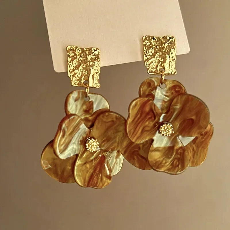 Boucles d’Oreilles Fleur Nacrée XXL