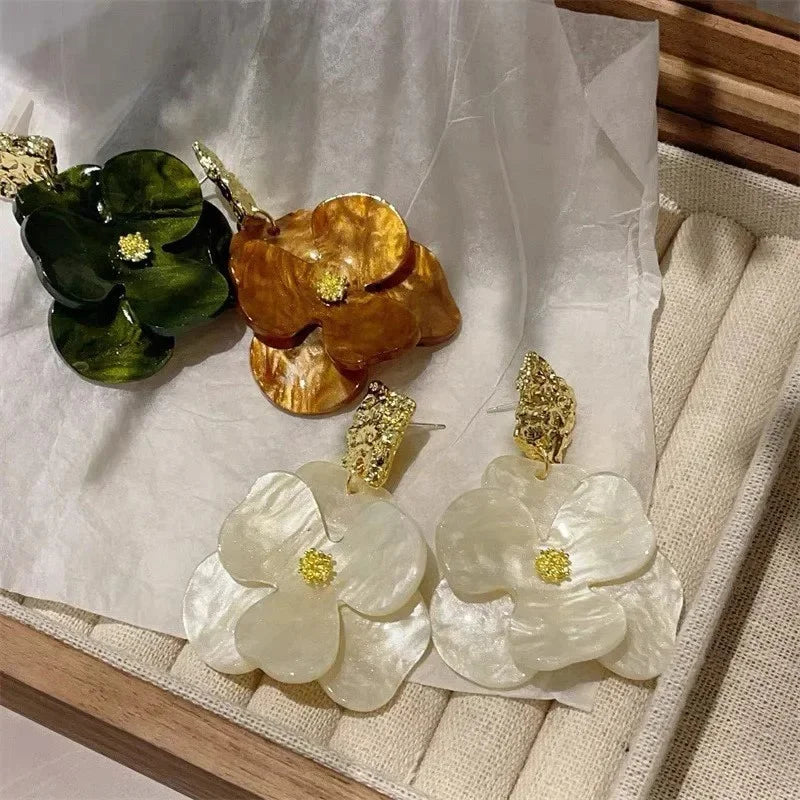 Boucles d’Oreilles Fleur Nacrée XXL