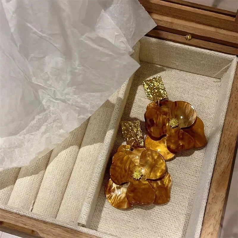 Boucles d’Oreilles Fleur Nacrée XXL